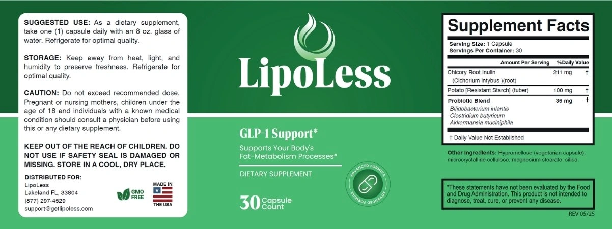 Lipoless supplement label